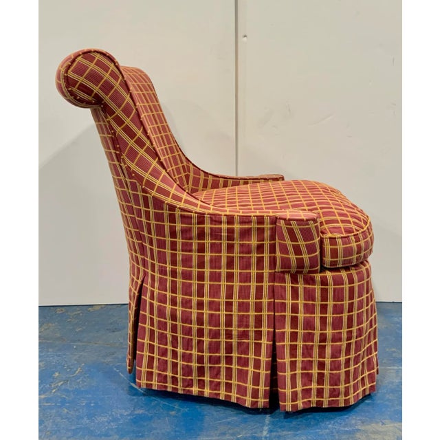 1990s Vintage Southwood Co. Traditional Red Plaid Lounge Chair For Sale - Image 5 of 7