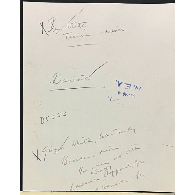 1946 black and white photograph of a thoroughbred, owner and trainer, one of which is from Lexington, Kentucky....