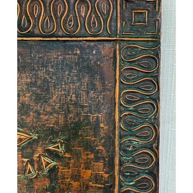 Wood Vintage Mid Century Greek Copper Relief Decorative Panel Artwork by E. Philippakis – Embossed Panel on Wood With Birds and Plant Design For Sale - Image 7 of 11