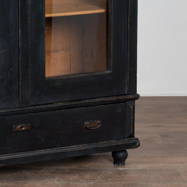 Early 20th-Century Hungarian Black Painted Display Cabinet Bookcase For Sale - Image 11 of 12
