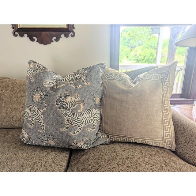 Designer Tibetan Tiger Pillow Covers Attributed to Clarence House- A Pair For Sale - Image 9 of 12