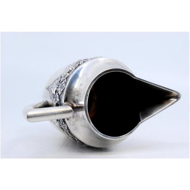 Silver Teapot with Raised Floral Motifs and Straight Handle For Sale - Image 4 of 11