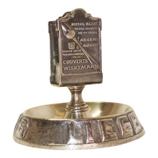 1900 Antique Wiskemann Silver-Plated Match Holder & Ash Tray - Liège, Belgium Café Anglais For Sale