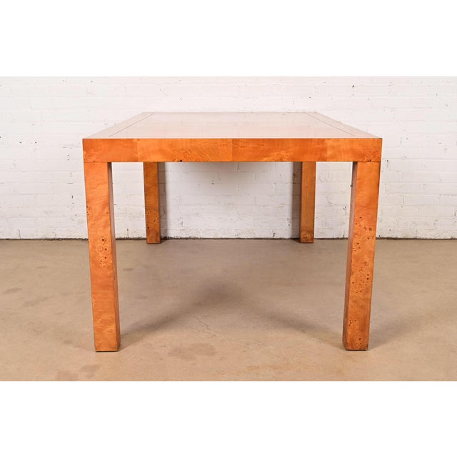 Milo Baughman Style Mid-Century Modern Burl Wood Parsons Extension Dining Table, Circa 1970s For Sale - Image 13 of 14