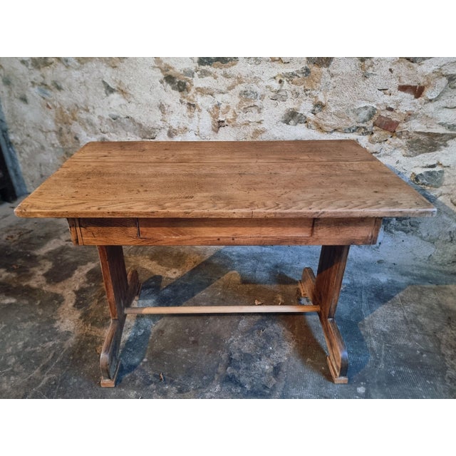 Antique French Oak Farmhouse Trestle Table, Early 1900s For Sale - Image 4 of 17