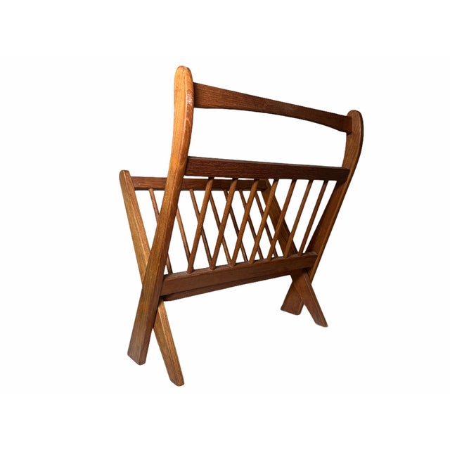 Wood 1970s Danish Modern Folding Teak Magazine Rack For Sale - Image 7 of 13