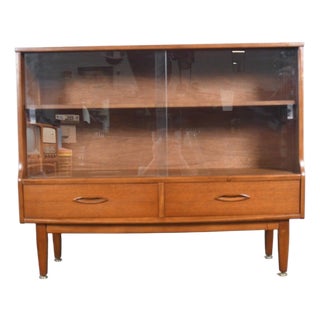 Mid 20th Century Narrow Curio Cabinet in Teak + Glass by Jentique, Attributed For Sale