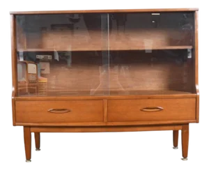 Mid 20th Century Narrow Curio Cabinet in Teak + Glass by Jentique, Attributed