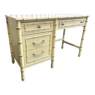 1970s Vintage Thomasville Faux Bamboo Desk For Sale