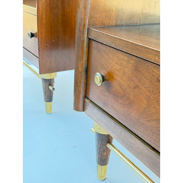 A Pair of Classic Mid Century Night Stands Open Backs Walnut Ca' 1960's For Sale - Image 17 of 18
