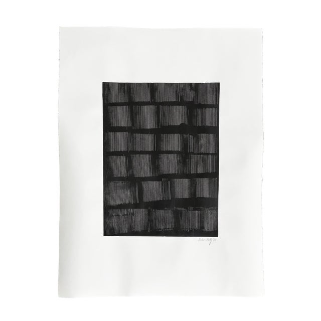 2020s "Riptide I" Contemporary Minimalist Original Abstract Black Painting on Paper by Victoria Holly For Sale - Image 5 of 5