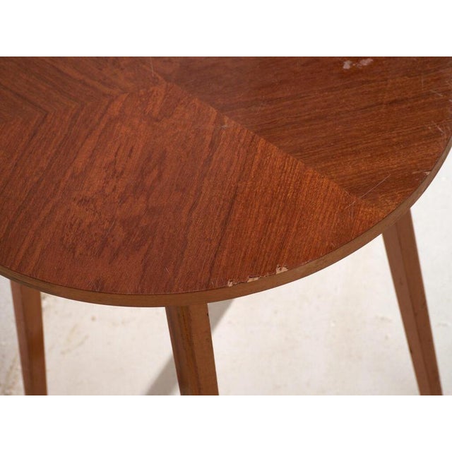 Vintage Round Side Table in Teak Wood, Central Europe, 1960 For Sale - Image 4 of 10