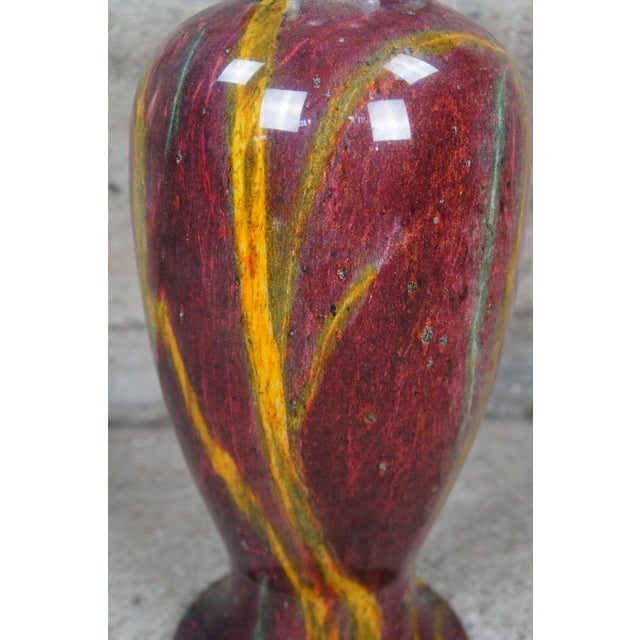 20th Century Chinese Purple Jade Carved & Polished Marble Flower Vase Urn For Sale - Image 6 of 9