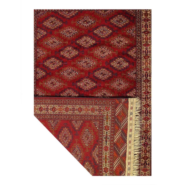 Traditional 1920s Red Antigue Russian Tekkeh For Sale - Image 3 of 4