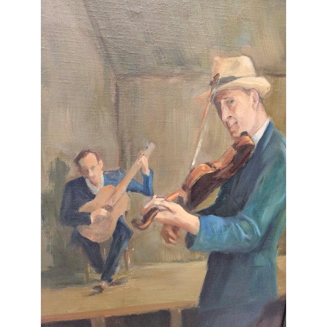 Vintage Oil Painting of Musicians on Canvas by James Lyle, Virginia For Sale - Image 4 of 5