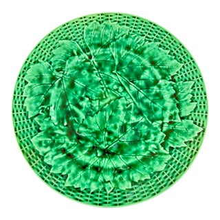 Minton Majolica Green Leaf Plate For Sale