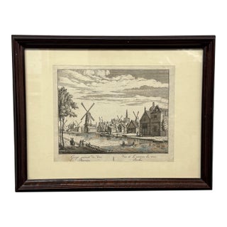18th Century Abraham Rademaker "View of 3 Perches, Amersterdam" Etching, Framed For Sale