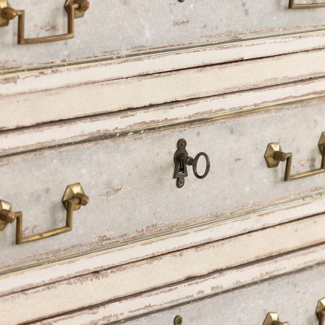 18th C. French Painted Tall Chest of Drawers With Original Marble Top For Sale - Image 11 of 16