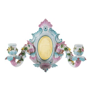 Mid to Late 19th Century Ernst Bohne German Porcelain Candle Sconce For Sale