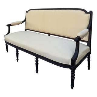 Antique Directoire Sofa Settee W Nancy Corzine Yellow Upholstery For Sale