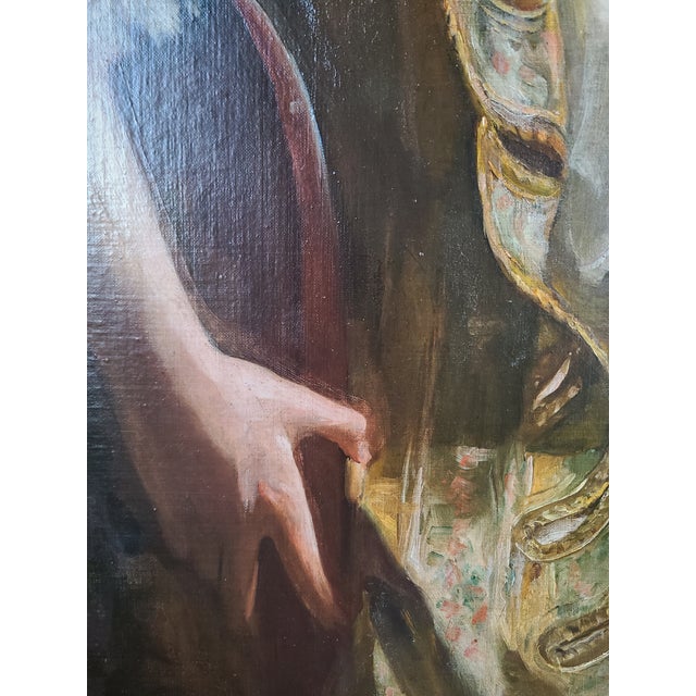 Brown Carol Aus Antique 1910s Oil Painting Portrait of a Lady For Sale - Image 8 of 18