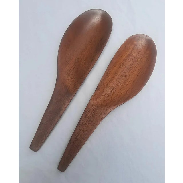 1960s Monkey Pod Wood Salad Servers- a Pair For Sale - Image 9 of 12