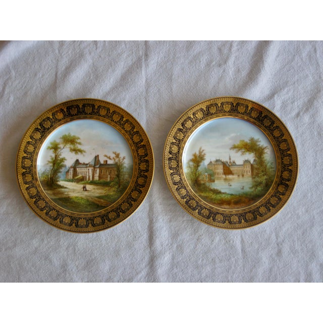 Early 19th Century Early 19th Century Sevres Cobalt Bleu French Castles Landscape Plates- Set of 12 For Sale - Image 5 of 12