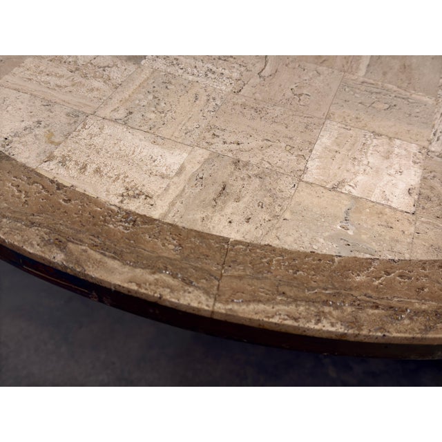 Maurice Bailey for Monteverdi Young Tessellated Travertine Trefoil Coffee Table c.1970s For Sale - Image 10 of 14