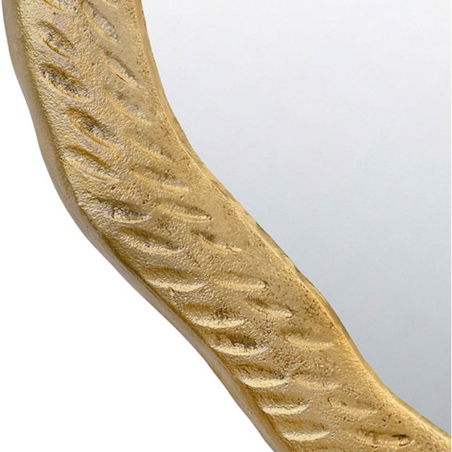 Worlds Away Matthew Izzo Home Cadence Textured Antique Brass Round Wall Mirror For Sale - Image 4 of 5