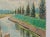 Paper 50s Mid-Century Swedish Folk Art Original Oil Pastel Painting, Canal With a Rowboat and Greenery For Sale - Image 7 of 18