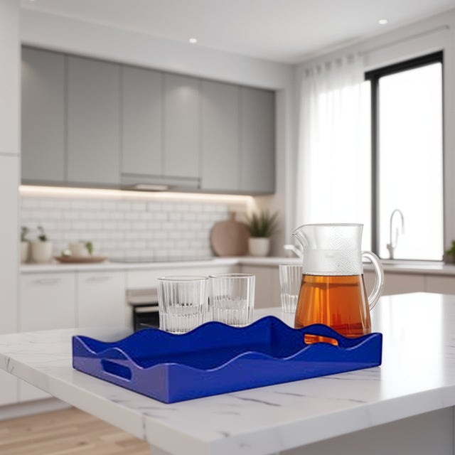 Spangle Scalloped Tray Blue For Sale - Image 9 of 9