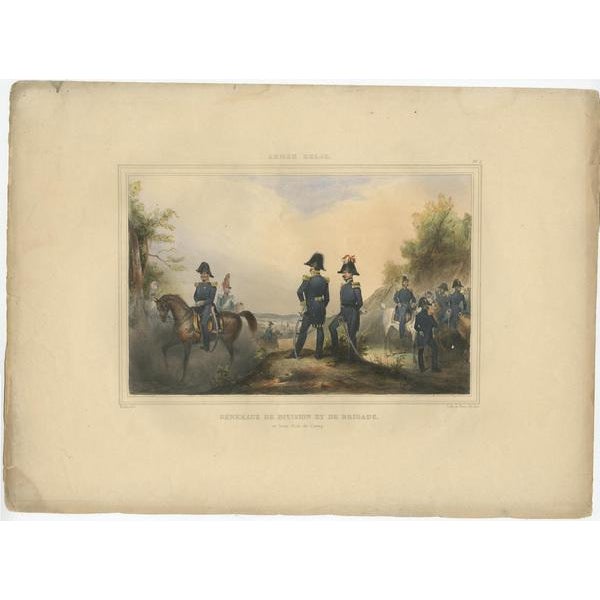 One nicely hand coloured print of an original serie of 23 plates, showing generals discussing matters. published in 1833....