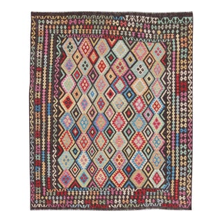 Colorful Tribal Kilim Flat Weave Rug by Keivan Woven Arts 9'3 X 11'6 For Sale