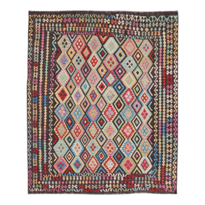 Colorful Tribal Kilim Flat Weave Rug by Keivan Woven Arts 9'3 X 11'6