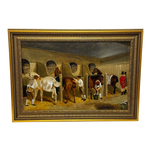 Victorian Equestrian Oil Painting the Hunting Stud – In the Manner of John Frederick Herring SNR English School