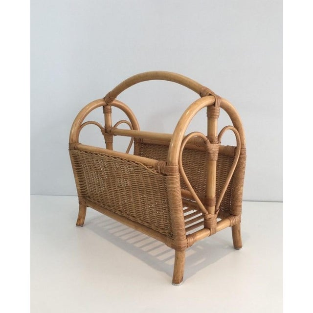 Wood 1970s Rattan Magazine Rack For Sale - Image 7 of 8