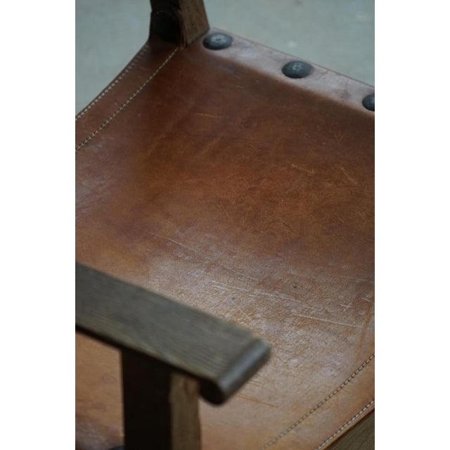 Mid 20th Century Spanish Brutalist Armchairs in Wood & Leather, 1960s, Set of 2 For Sale - Image 12 of 18