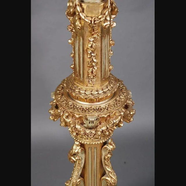 Large Louis XV Style Beech Lantern Floor Lamp For Sale - Image 9 of 10