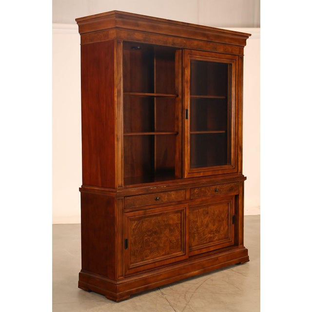 French Ethan Allen Townhouse Collection Burlwood China Cabinet For Sale - Image 3 of 18