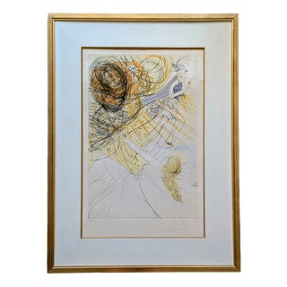 Salvador Dali, Tribute to Mercury (Field 73-15; M&L 678b), Hand-Signed Engraving with Pochoir in Colors, 1973 For Sale