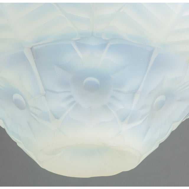 Mid 20th Century Ranc Freres Lalique Style Vintage Frosted Glass Plafonnier For Sale - Image 5 of 9