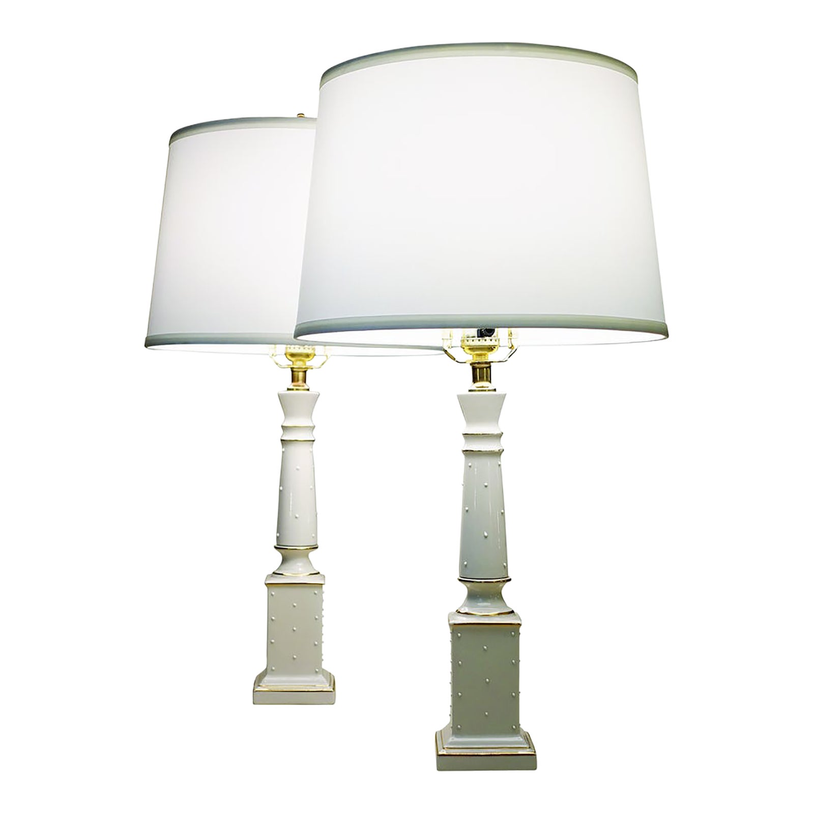 Matched Pair Lenox Quoizel Neoclassic Hollywood Regency Modern Column ...
