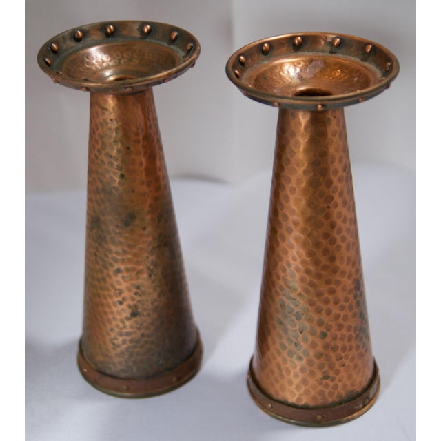 1920s Arts & Crafts HandHammered Copper Candle Holders a Pair Chairish