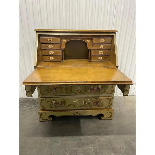 Trouvailles Furniture Inc. Chinoiserie Secretary Desk & Hutch by Trouvailles Furniture For Sale - Image 4 of 9