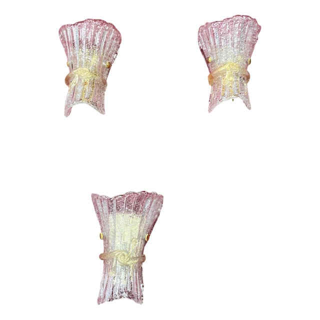 Mid-Century Murano Glass Wall Lamps, 1960s, Set of 3 For Sale