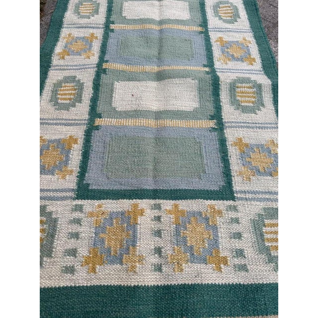 Small Scandinavian Flat Woven Rug, 1960s For Sale - Image 10 of 16