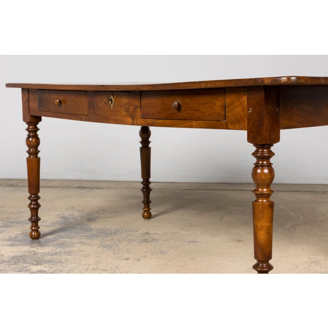 Mid-19th Century French Louis Philippe Walnut Writing Table With Three Drawers For Sale - Image 17 of 18