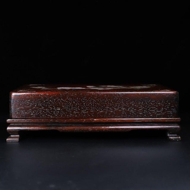Wood Late 20th Century Wooden Lidded Box With Mother-of-Pearl Bird and Floral Inlay For Sale - Image 7 of 10