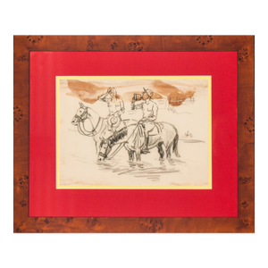 1940s Two Cavalry Officers Pencil Drawing by Paul Brown