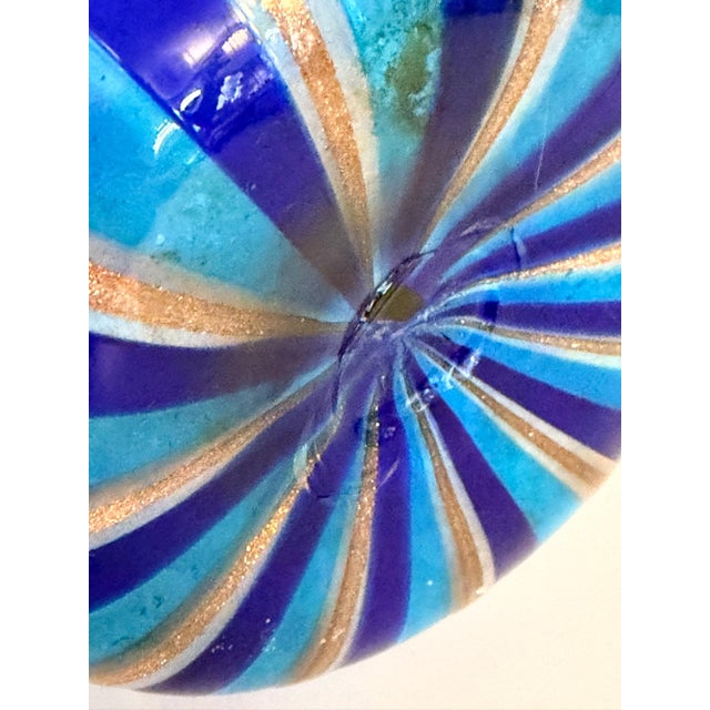 Murano Glass Vase with Blue and Light Blue Canes and Avventurine, 1980s For Sale - Image 11 of 12